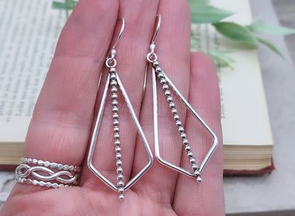 Sterling Silver Ornate Geometric Dangle Earrings