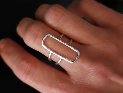 Sterling Silver Rectangle Ring/ Geometric  / Minimalist  / Square