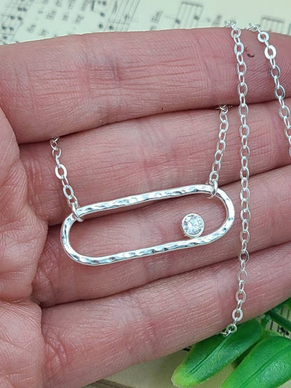 Sterling Silver Oval Pendant Necklace