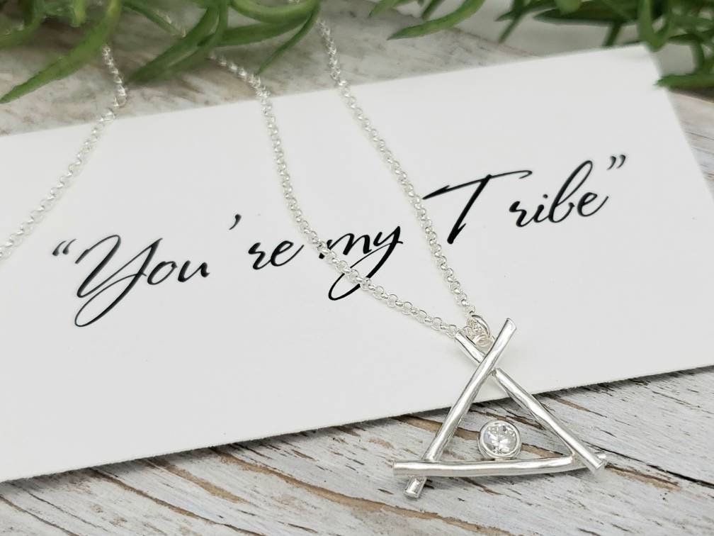 Sterling Silver You're my Tribe Teepee Necklace / Friendship / Bridesmaid