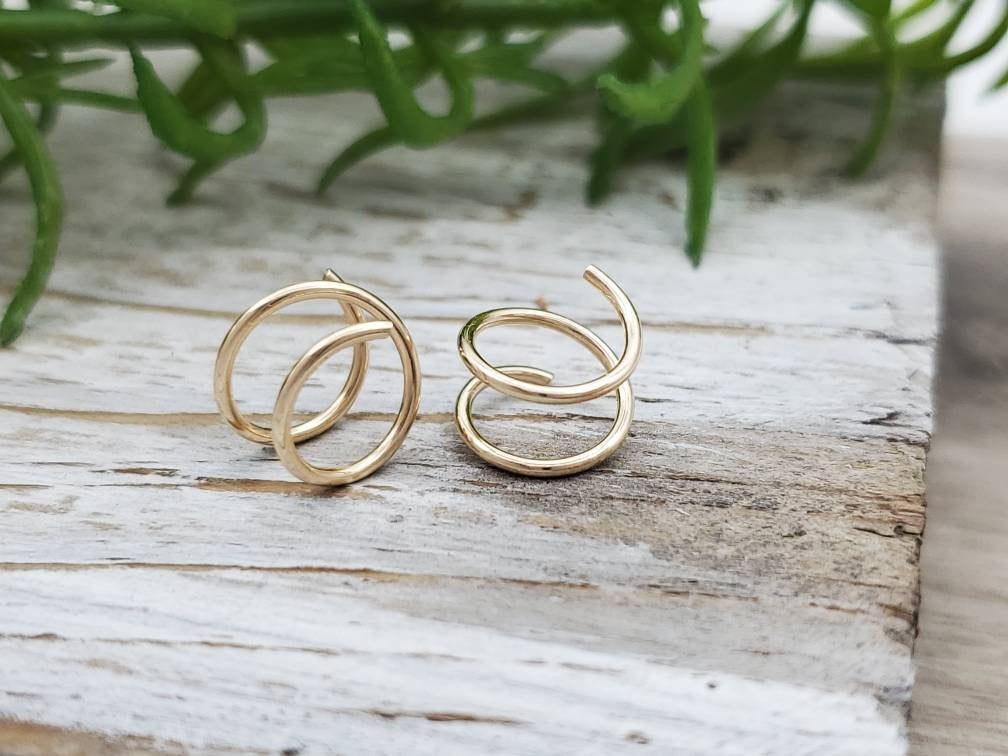 Gold Small Huggie Hoop Earrings / Hugger / Tiny Hoops