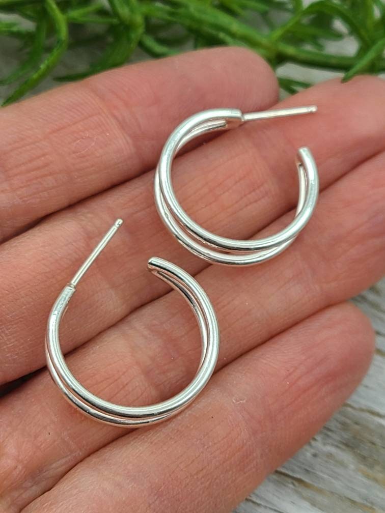 Sterling Double Hoop Earrings