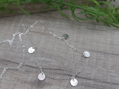 Sterling Dainty Multi Disc Necklace / Minimalist / Boho