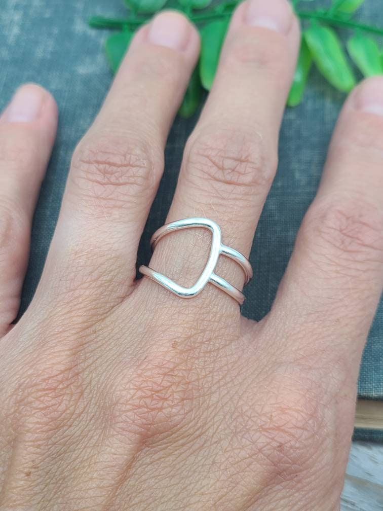 Sterling Silver Geometric Ring / Minimalist  / Square