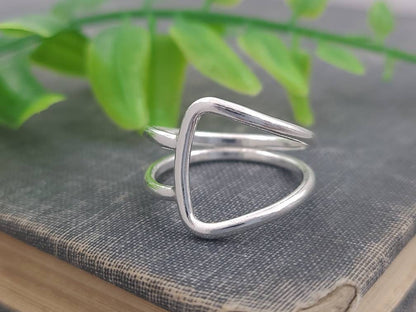 Sterling Silver Geometric Ring / Minimalist  / Square