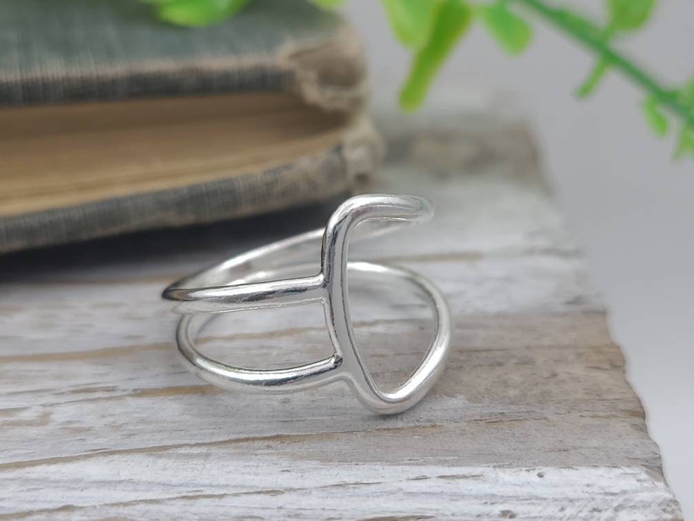 Sterling Silver Geometric Ring / Minimalist  / Square