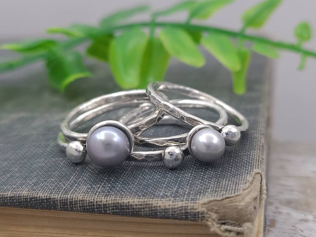 Sterling Silver Pearl Stacker Rings / Stackers /