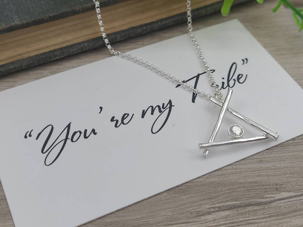 Sterling Silver You're my Tribe Teepee Necklace / Friendship / Bridesmaid