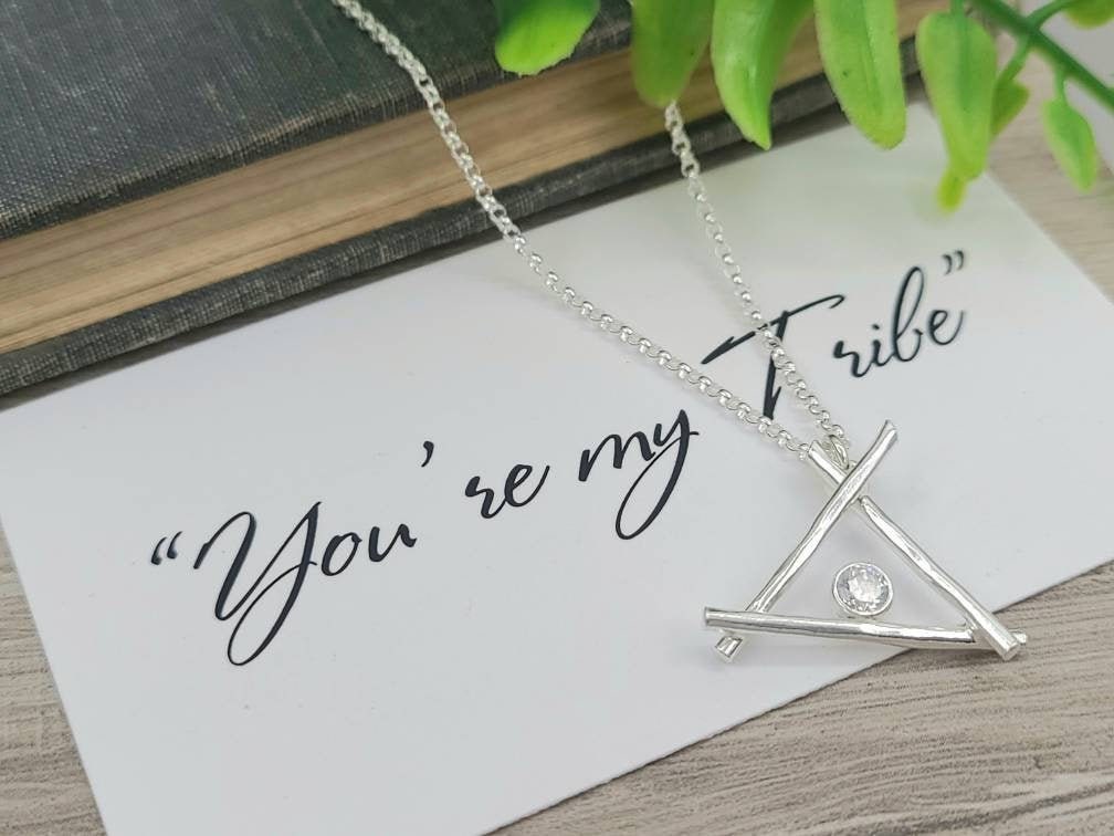 Sterling Silver You're my Tribe Teepee Necklace / Friendship / Bridesmaid