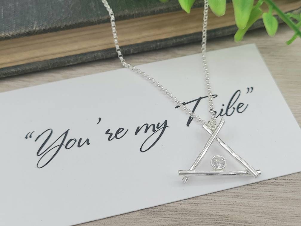 Sterling Silver You're my Tribe Teepee Necklace / Friendship / Bridesmaid