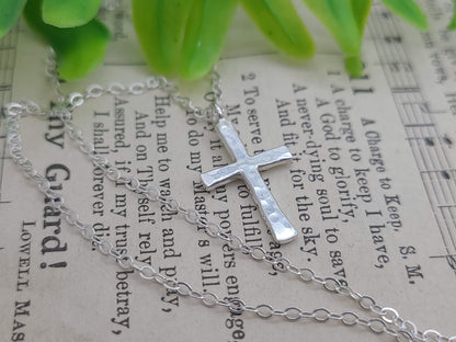 Sterling Silver Small Cross Necklace / Dainty / Faith Necklace /  Inspirational Jewelry