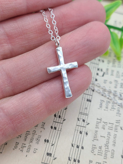 Sterling Silver Small Cross Necklace / Dainty / Faith Necklace /  Inspirational Jewelry