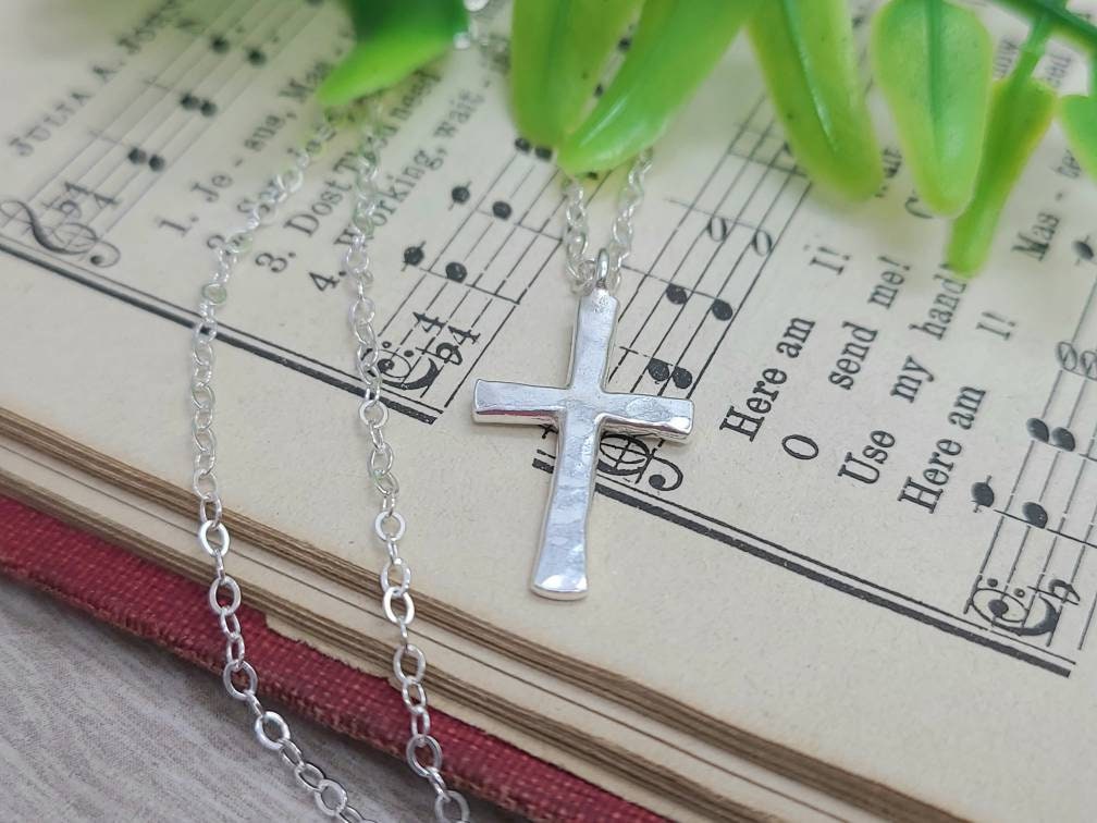 Sterling Silver Small Cross Necklace / Dainty / Faith Necklace /  Inspirational Jewelry