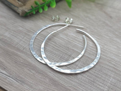 Sterling Hammered Hoop Earrings / Select your Size / Large / Medium / Small