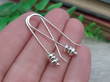 Sterling Silver Pebble Threader Earrings / Threaders / Thin Earrings