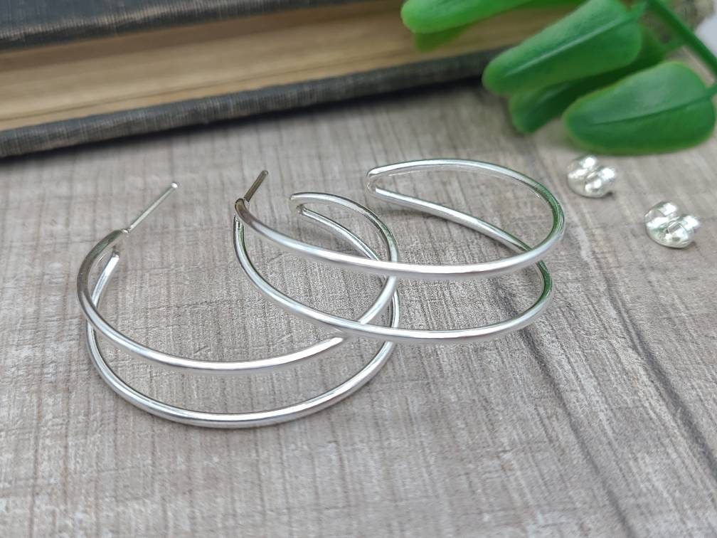 1" Sterling Double Hoop Earrings