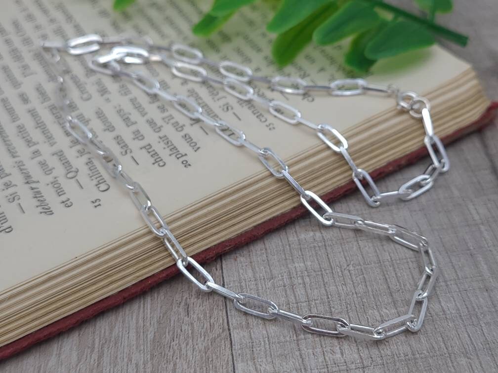 Thick Sterling Silver Paperclip Necklace