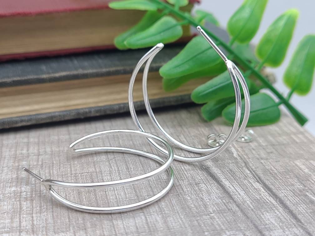 1" Sterling Double Hoop Earrings