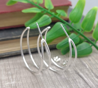 1" Sterling Double Hoop Earrings