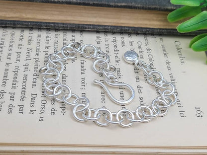 Sterling Silver Chain Link Bracelet / Hand Forged / Thick