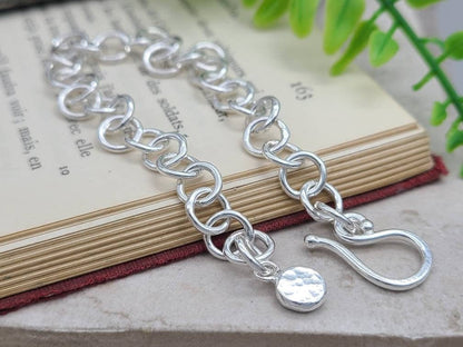 Sterling Silver Chain Link Bracelet / Hand Forged / Thick