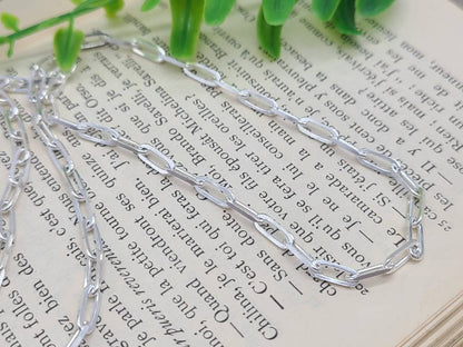 Thick Sterling Silver Paperclip Necklace