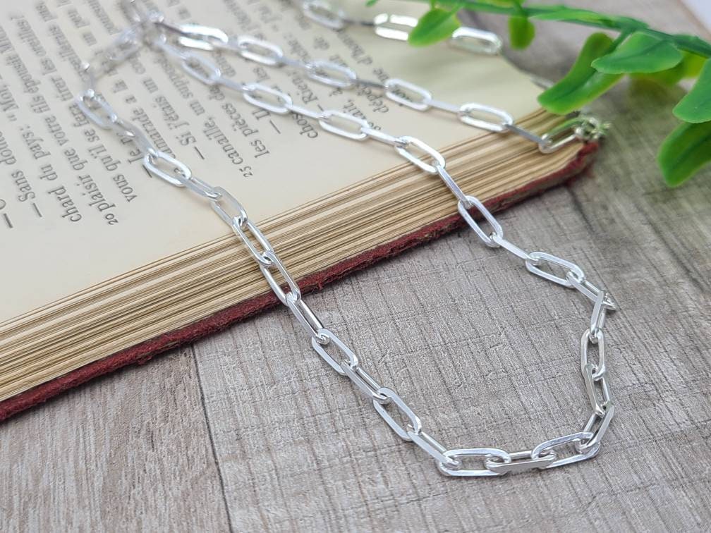 Thick Sterling Silver Paperclip Necklace