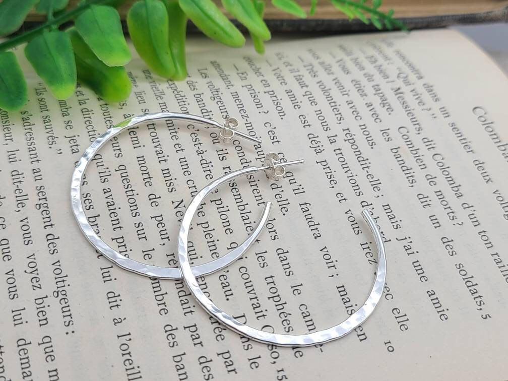 Sterling Hammered Hoop Earrings / Select your Size / Large / Medium / Small