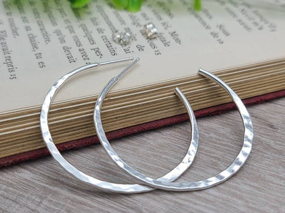 Sterling Hammered Hoop Earrings / Select your Size / Large / Medium / Small