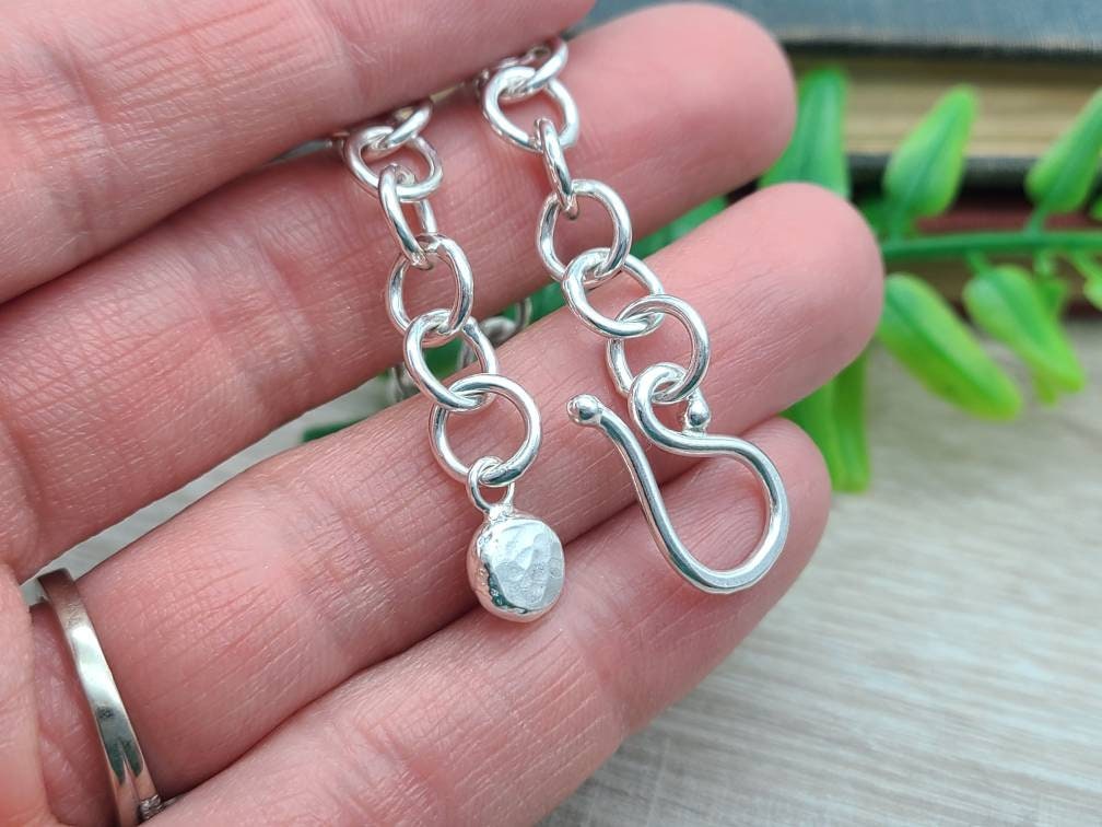 Sterling Silver Chain Link Bracelet / Hand Forged / Thick