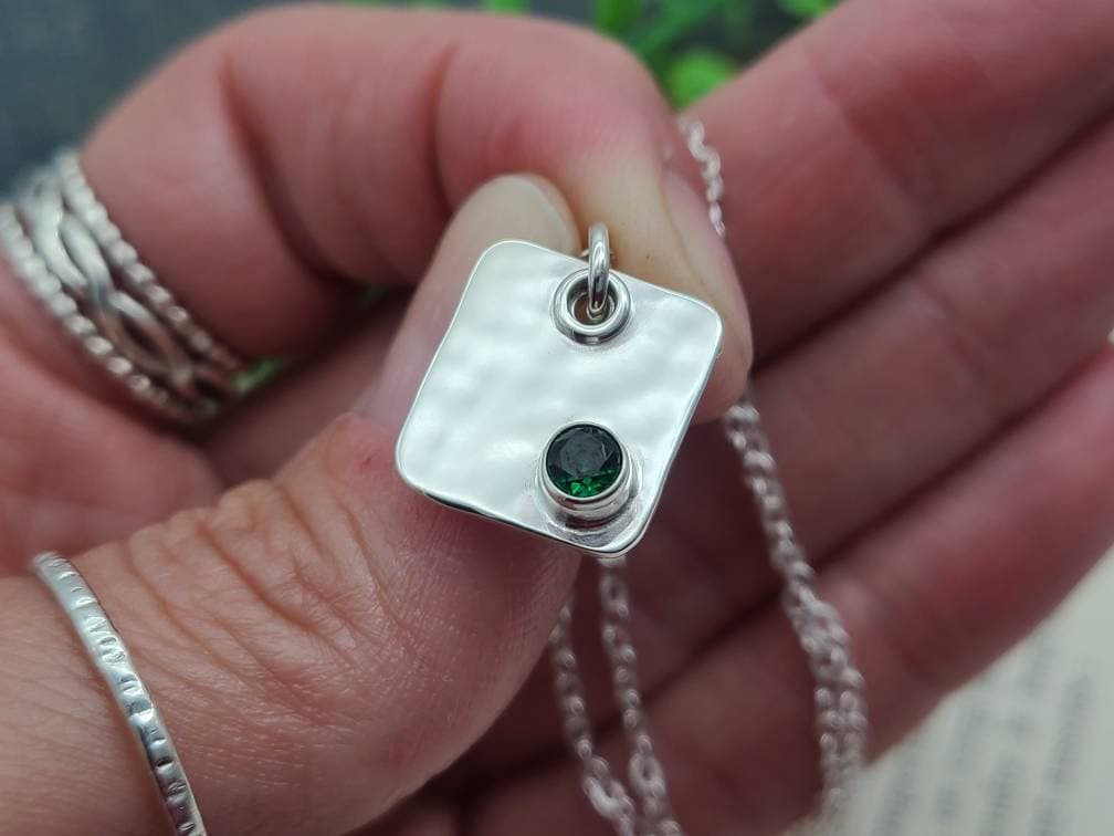 Sterling Silver & Emerald Pendant Necklace