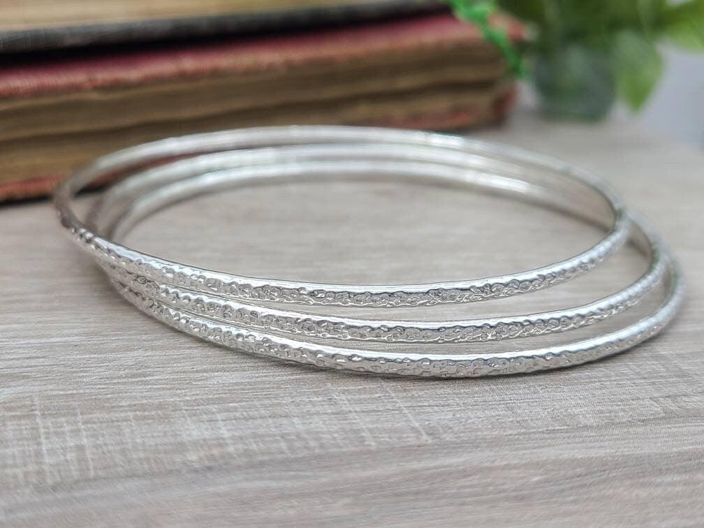 Sterling Silver Bangle Bracelet / Thin Bangles / Dainty