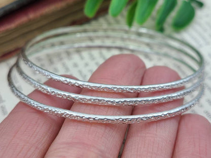 Sterling Silver Bangle Bracelet / Thin Bangles / Dainty