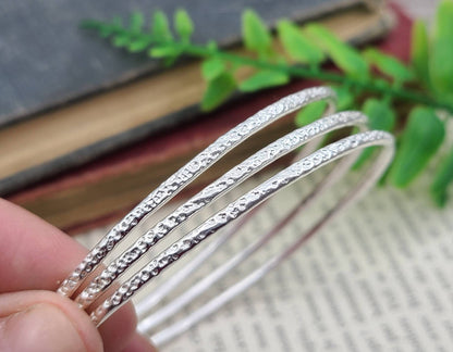 Sterling Silver Bangle Bracelet / Thin Bangles / Dainty