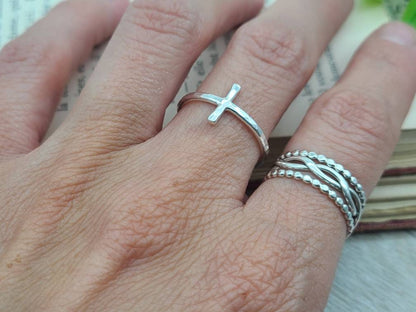 Sterling Cross Ring / Dainty / Small Cross