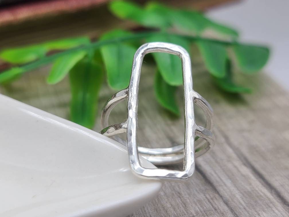 Sterling Silver Rectangle Ring/ Geometric  / Minimalist  / Square