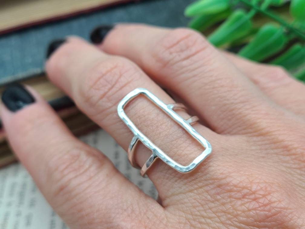 Sterling Silver Rectangle Ring/ Geometric  / Minimalist  / Square