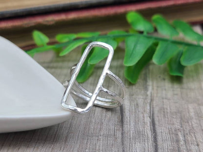 Sterling Silver Rectangle Ring/ Geometric  / Minimalist  / Square