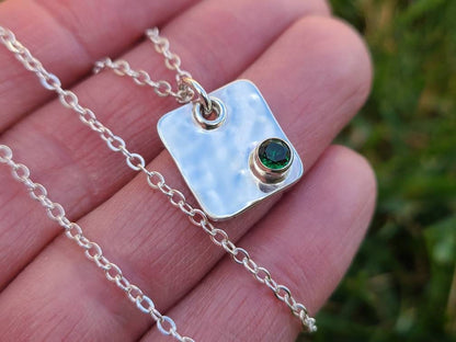 Sterling Silver & Emerald Pendant Necklace