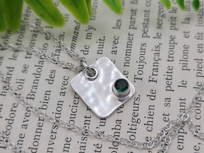 Sterling Silver & Emerald Pendant Necklace