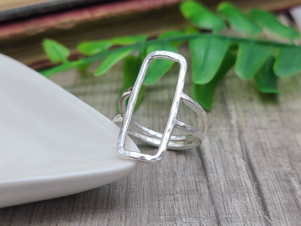 Sterling Silver Rectangle Ring/ Geometric  / Minimalist  / Square