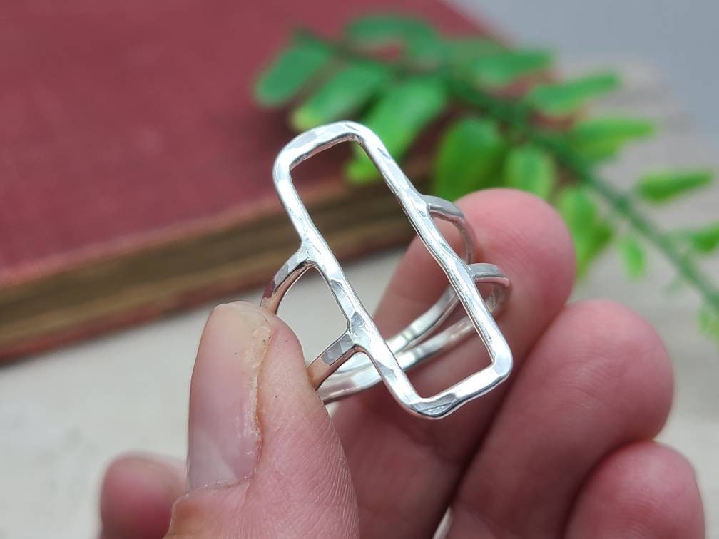 Sterling Silver Rectangle Ring/ Geometric  / Minimalist  / Square