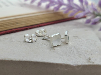 Small Sterling Square Stud Earrings / Post Earrings